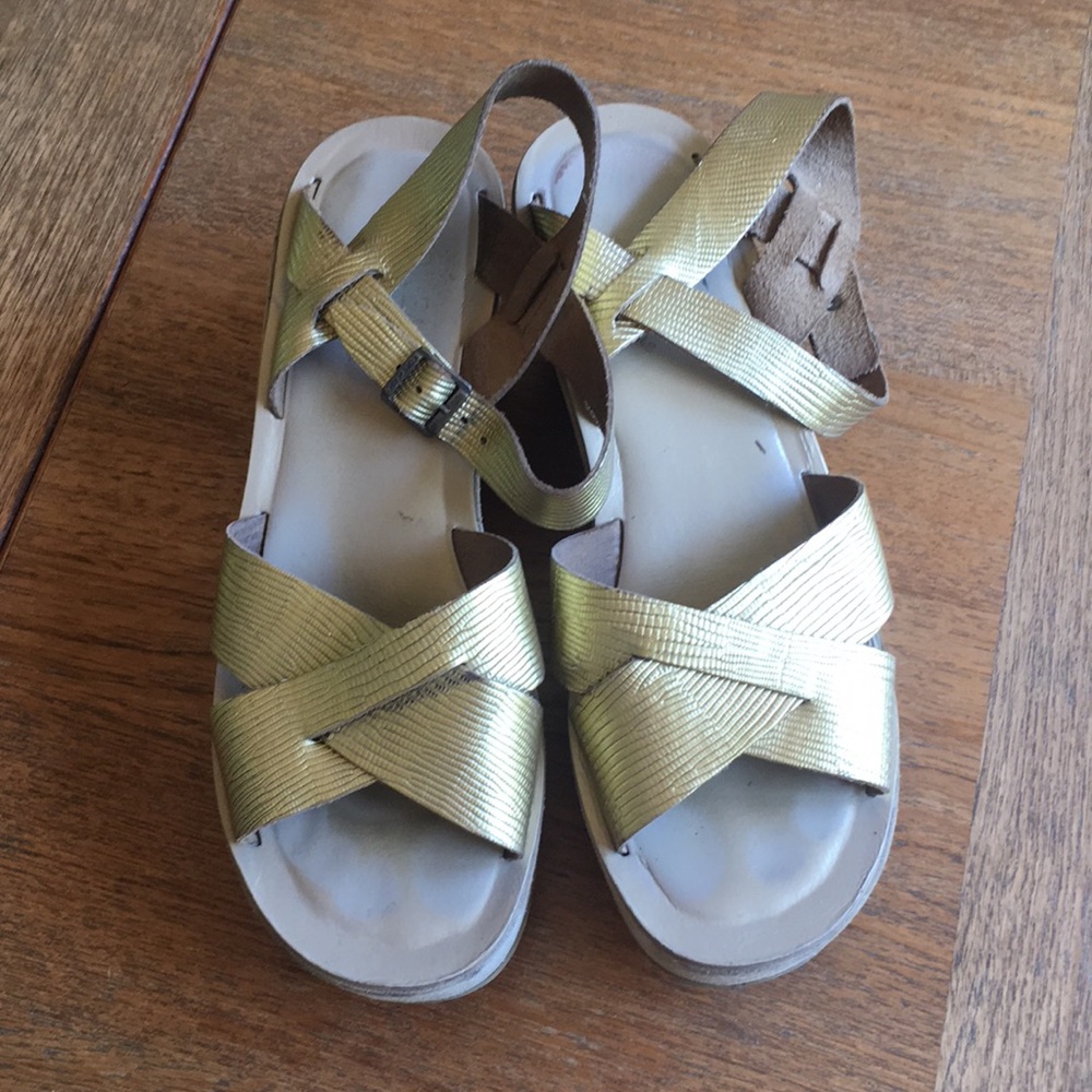 Original Kork Ease 3 inch gold platform sandals
